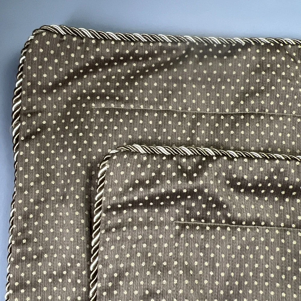 Set Of 2 Divatex Home Fashion King Pillow Shams Brown Polka Dot Piped Edge 25x40